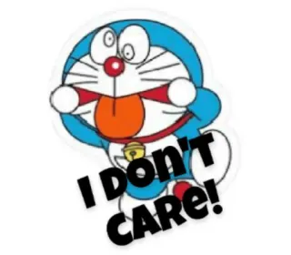 😝 Doraemon I DON'T CARE! doraemon, anime, hoạt hình, hài hước, nhãn dán whatsapp sticker