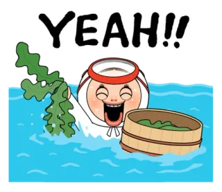 🥬 YEAH!! szczęśliwy, pływanie, wodorosty, święto, podekscytowany, woda telegram sticker