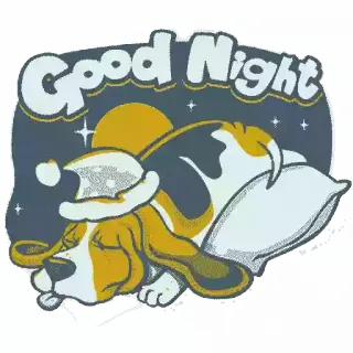 😊 Good Night sleepy, dog, good night, pillow, cartoon, stars telegram sticker