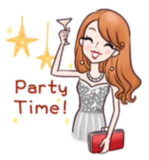 🍸 Party Time! festa, celebração, mulher, coquetel, estrelas, diversão telegram sticker
