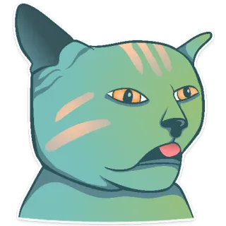 🤢 chat, mème, drôle, animal, autocollant, dessin animé whatsapp sticker