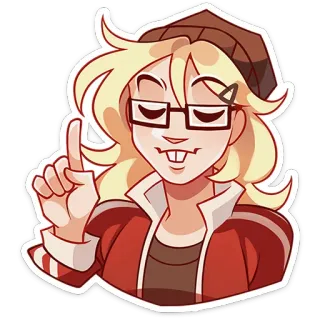 ☝️ 漫画, キャラクター, 眼鏡, 帽子, 指差し, ポートレート whatsapp sticker