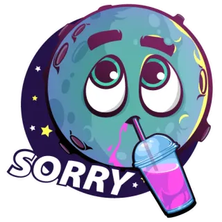 🥺 SORRY disculpa, luna, bebida, dibujos animados, lindo whatsapp sticker
