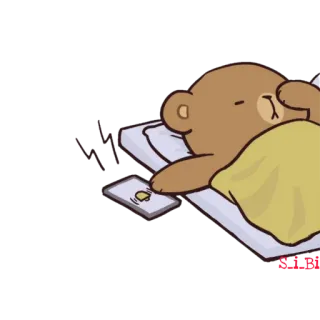 🔇 zzz orso, sonno, dormire, letto, carino, animale, cartone animato telegram sticker