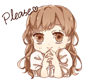 👩 Please Chibi, Niedlich, Kawaii, Bettelnd, Anime telegram sticker