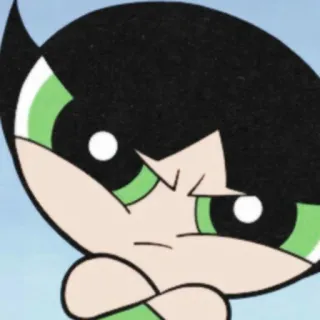 😠 Buttercup Powerpuff Girls Cartone animato, Ragazza, Braccia conserte, Verde, Arrabbiata telegram sticker