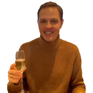 😁 osoba, mężczyzna, uśmiechnięty, szampan, toast telegram sticker