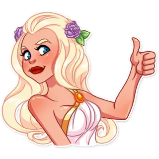 👍 mujer, chica, rubia, rosas, pulgar arriba whatsapp sticker