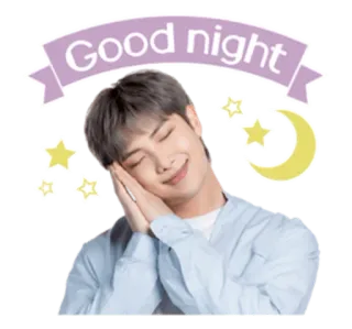 🌙 Good night bonne nuit, sommeil, lune, étoiles, salutation telegram sticker