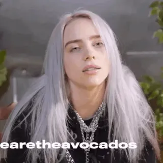 🕷 Billie Eilish Iloveyouaretheavocados Billie Eilish, cantora, música, celebridade, estrela pop, abacates telegram sticker
