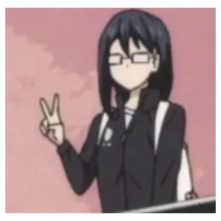 ✌️ mujer, gafas, pelo, paz, mano telegram sticker