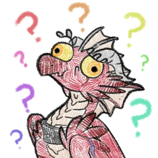 🤨 naga, tanda tanya, kartun, bingung, stiker, fantasi, monster, berpikir telegram sticker