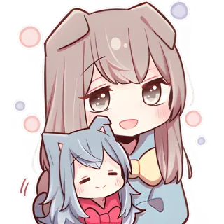 ☺️ 动漫, 贴纸, 可爱, Q版, 狗, 女孩 whatsapp sticker