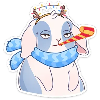 🥳 kelinci, pesta, lucu, hewan, stiker, syal, tanduk, perayaan telegram sticker