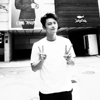 🕸 너를 기억해 người đàn ông, biểu tượng hòa bình, phim truyền hình Hàn Quốc, diễn viên, trắng đen, đường phố telegram sticker