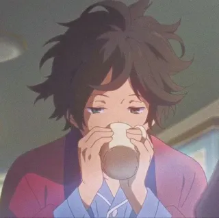 🍵 anime, menino, café, sonolento telegram sticker