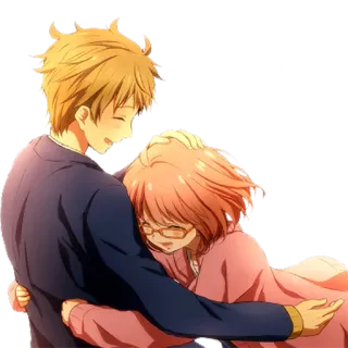 💞 anime, couple, hug, friendship, romance whatsapp sticker