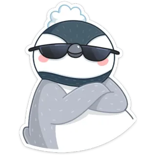 😎 пингвин, солнцезащитные очки, крутой, мультик, милый, животное whatsapp sticker
