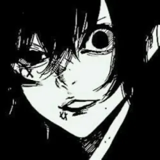 🖤 anime, manga, character, drawing, portrait, black and white, art whatsapp sticker