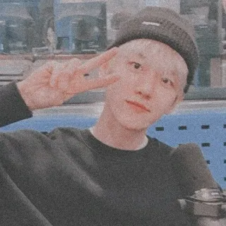 ✨ man, peace sign, beanie, casual wear, sweater, indoors telegram sticker