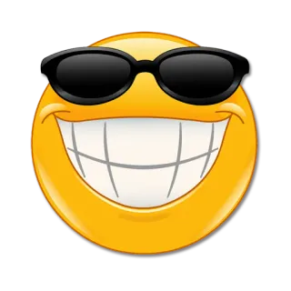 😎 Emoji, Sonriente, Gafas de sol, Cool, Amarillo, Cara whatsapp sticker