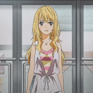 🩰 Kaori Miyazono Your Lie in April Anime, Personage, Blond Haar, Portret, Meisje, Animatie telegram sticker