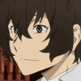 🙂 Osamu Dazai Bungo Stray Dogs anime, pelo castaño, hombre, retrato whatsapp sticker