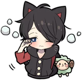 😞 Anime, Orejas de gato, Lindo, Oveja, Adormilado whatsapp sticker
