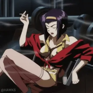 🚬 Faye Valentine Cowboy Bebop anime, smoking, woman, bounty hunter, cartoon, space telegram sticker