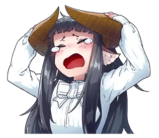😭 Anime, Piangere, Demone, Ragazza, Emozionale, Corna telegram sticker