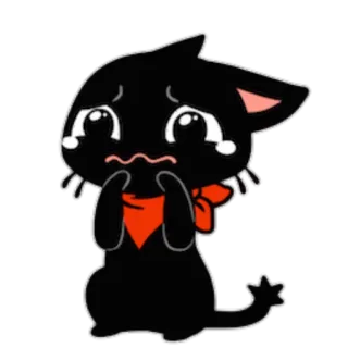 😭 gato, animal, gato preto, desenho animado, fofo, kawaii, triste, chorando telegram sticker