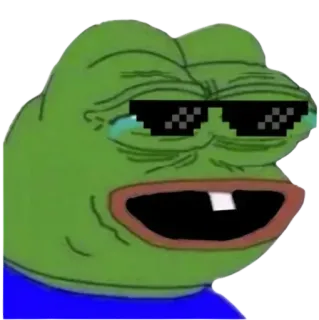 😎 Pepe the Frog Meme, Kikker, Zonnebril, Gepixeld whatsapp sticker