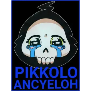 😩 PIKKOLO ANCYELOH cartoon skull, crying skull, anime-style, Pikkolo, Ancyeloh telegram sticker