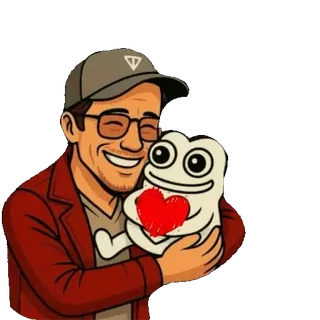 ❤ ผู้ชาย, การ์ตูน, แว่นตา, หัวใจ, กอด, ตัวละคร telegram sticker