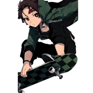 🦔 Tanjiro Kamado Demon Slayer Tanjiro Kamado, Demon Slayer, anime, skateboard, manga, cartoon whatsapp sticker