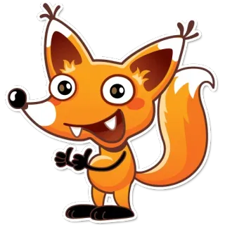 👍 renard, dessin animé, animal, mignon, autocollant, orange, joyeux, pouce levé telegram sticker