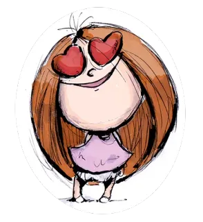 😍 卡通, 女孩, 爱, 爱心, 可爱, 儿童, 异想天开 telegram sticker