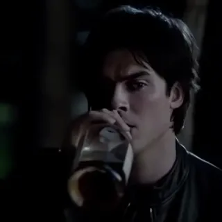 🩸 Damon Salvatore The Vampire Diaries vampire, drinking, tv show, supernatural, male, portrait telegram sticker