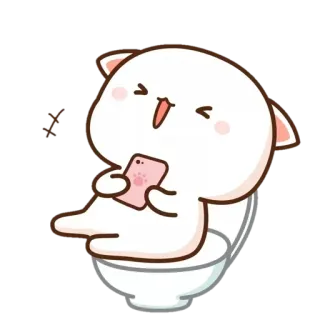 🤣 Katze, Toilette, Telefon, süß, Cartoon telegram sticker