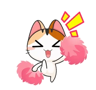 👍 mèo, hoạt náo viên, dễ thương, pom-poms, kawaii, nhãn dán telegram sticker