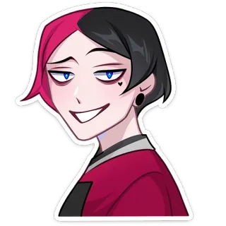 😁 sticker, cartoon, figur, frau, lächeln, emo whatsapp sticker