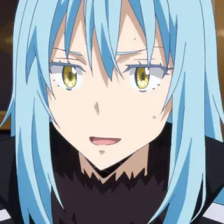 😅 Rimuru Tempest That Time I Got Reincarnated as a Slime Аниме, Исекай, Слизь, Синие волосы, Манга telegram sticker