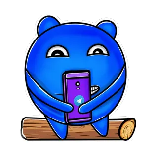 📱 blau, tier, cartoon, handy, telegram telegram sticker