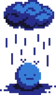 ☔ cloud, rain, blue, sad, pixel art whatsapp sticker