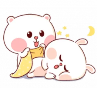 😴 süß, tiere, bär, hase, schlafend, mond, sterne, entzückend telegram sticker