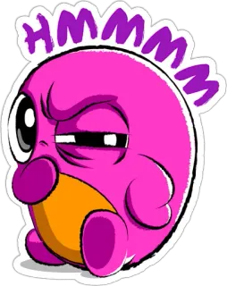 🤨 HMMMM 만화, 분홍색, 보라색, 음, 생각, 궁금 telegram sticker