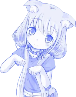 🥹 Catgirl, Anime, Sketsa, Lucu, Gambar, Ilustrasi telegram sticker