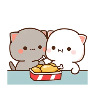 🍗 Katzen, süß, Essen, Hähnchen, kawaii, Tiere telegram sticker