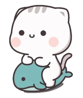 ⭐️ cat, whale, cute, cartoon, animal, sticker telegram sticker