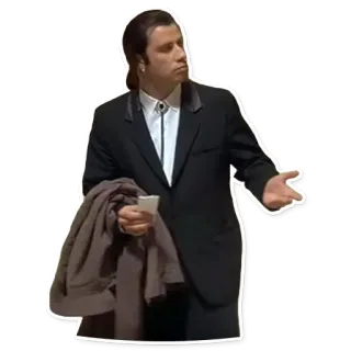 ☝ Vincent Vega Pulp Fiction John Travolta, Pulp Fiction, bingung, meme, adegan film, Vincent Vega whatsapp sticker